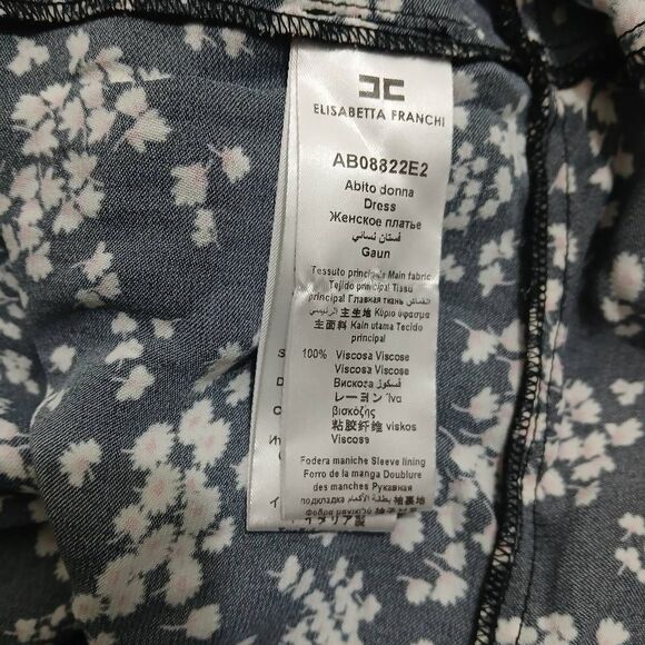 Elisabetta franchi abito Donna womens medium floral mini black cream blossoms - Picture 9 of 10